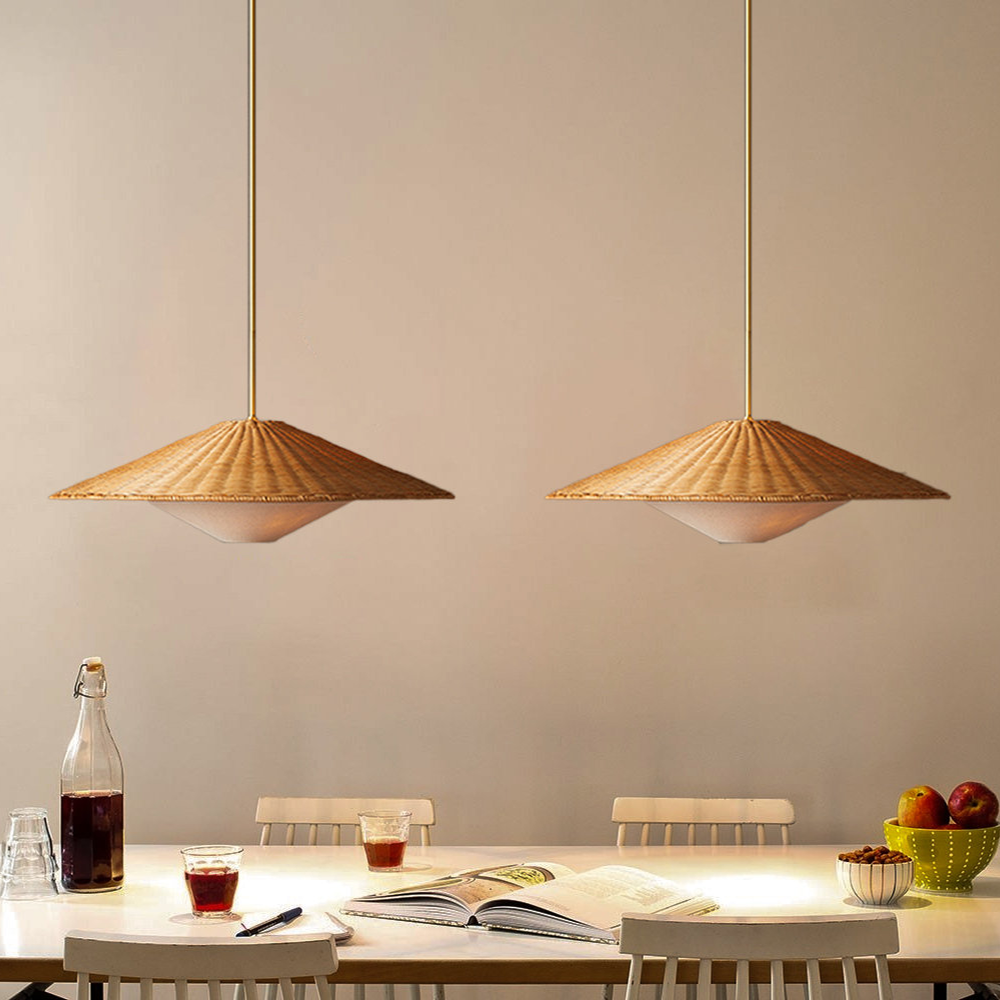 Retro Rattan Handwoven Zen Pendant Light - Cueteks