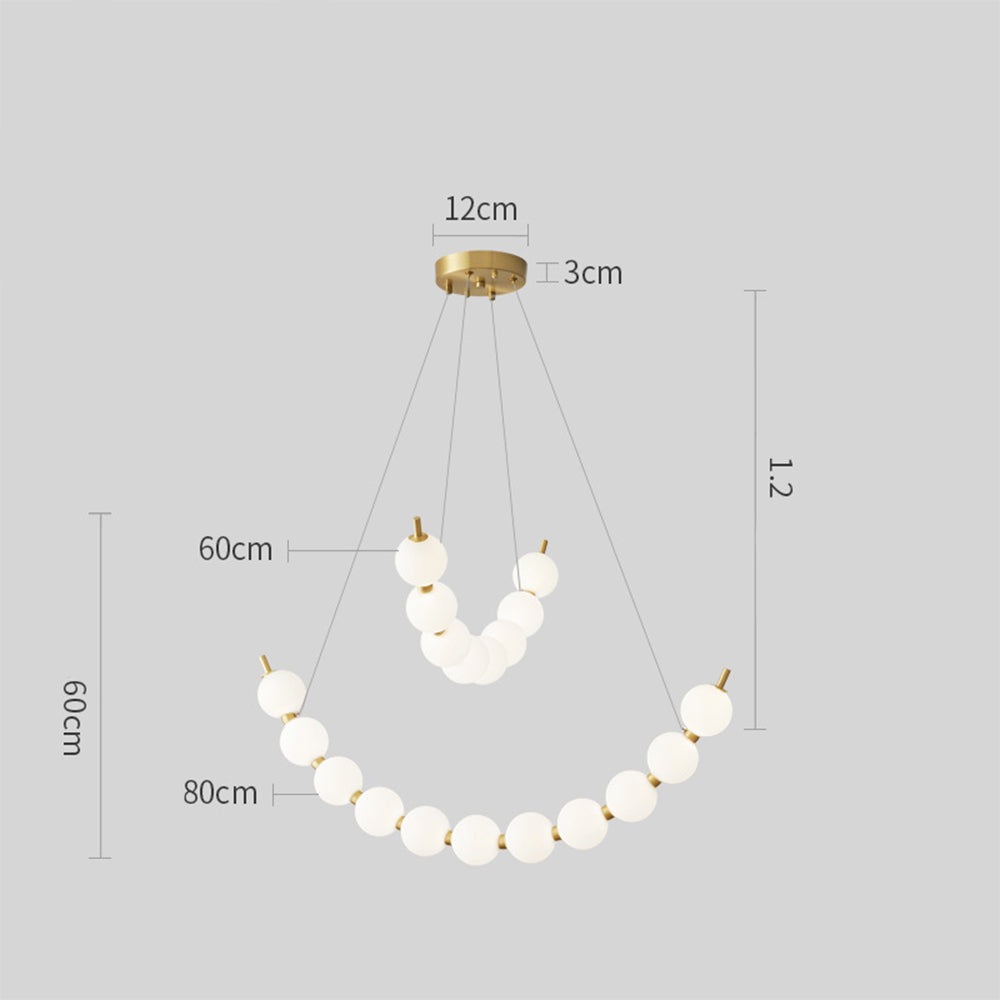 Unique Pearl Design White Ball LED Necklace Chandelier - Cueteks