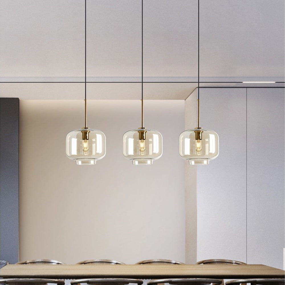 Industrial Amber Glass Pendant Light - Cueteks