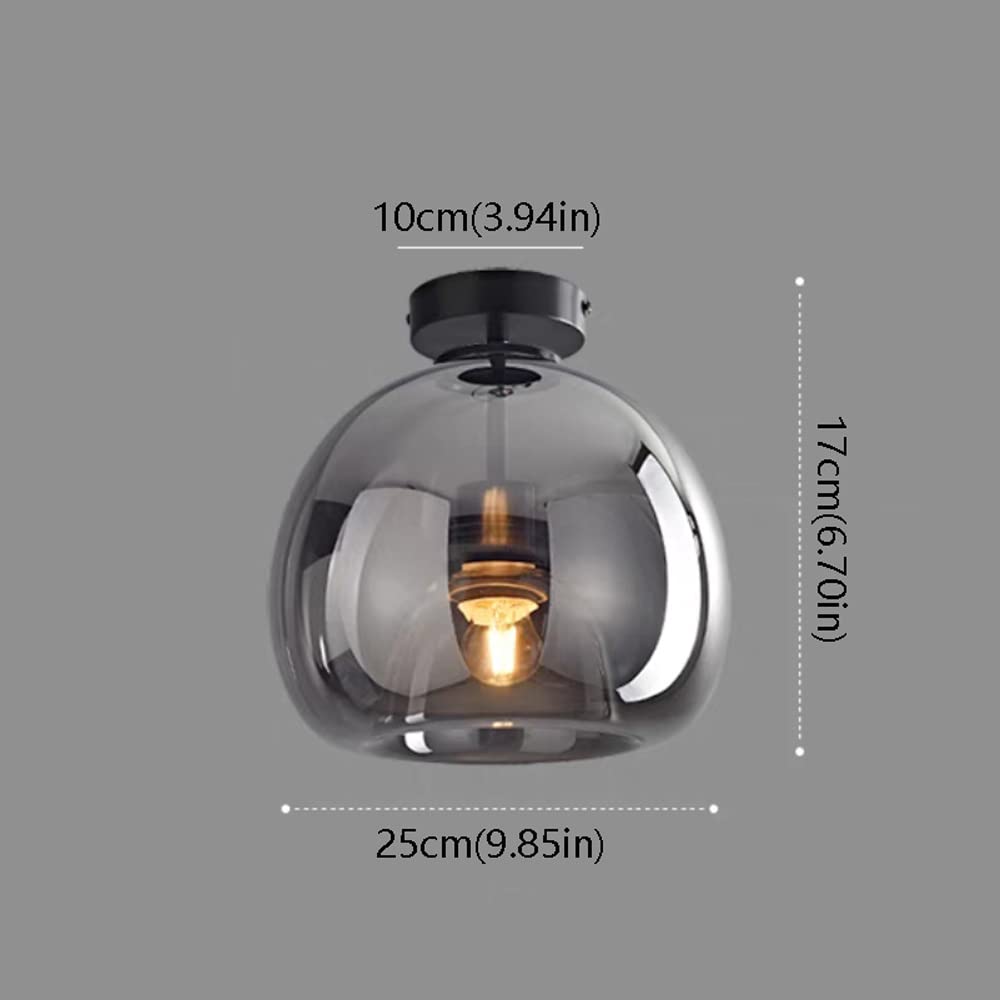 Retro Copper Glass Semi Flush Mount Ceiling Light - Cueteks