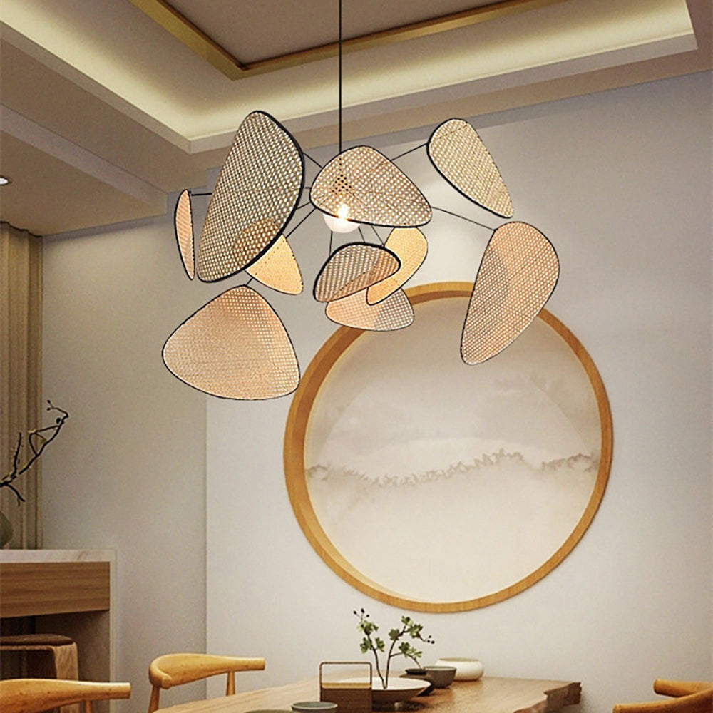 Modern Irregular Shape Rattan Kitchen Pendant Light - Cueteks