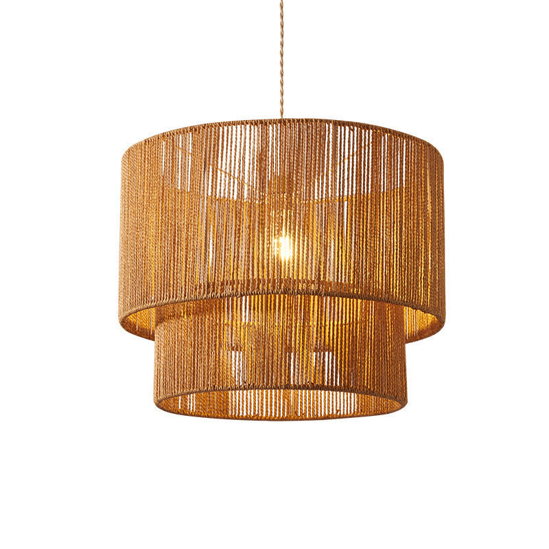 Brown Retro Rope pendant showing nested cylindrical rope shades