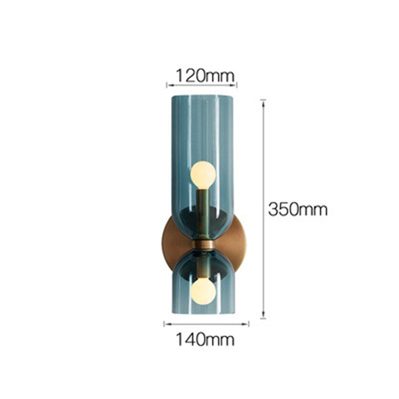 Double Head Glass Wall Lamp LED Sconce for Bedroom - Cueteks