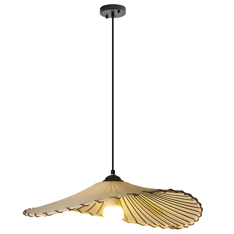 Wabi-Sabi Vintage Lotus Leaf Fabric Pendant Light - Cueteks