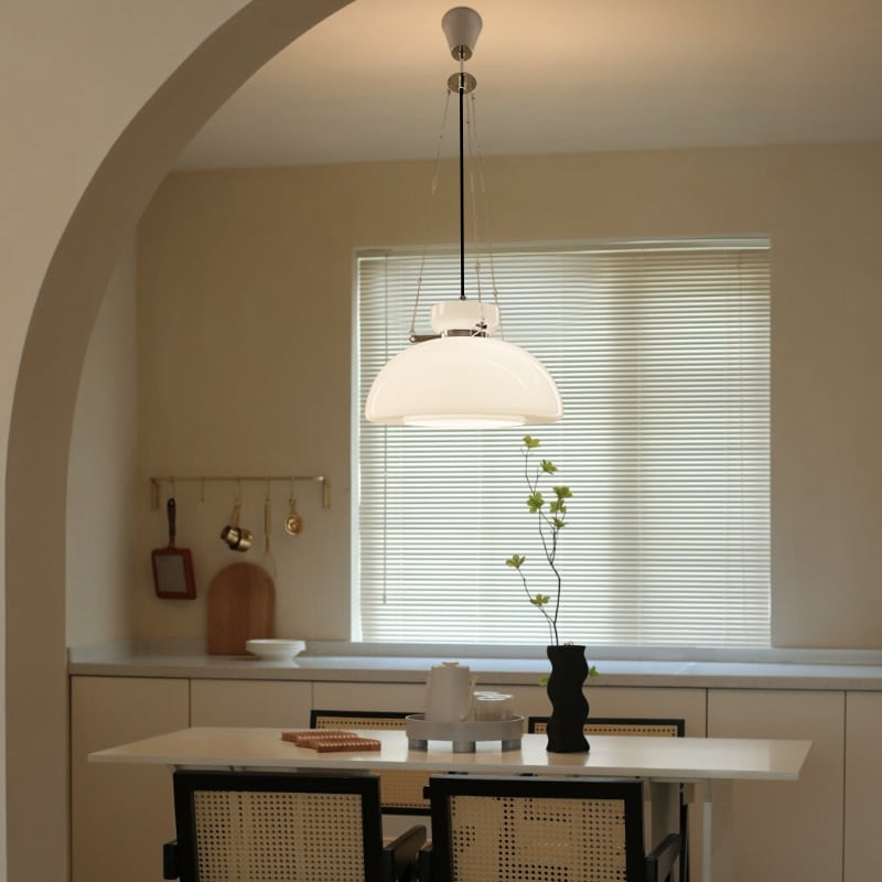 Vintage Milk Dome Glass Pendant Light - Cueteks
