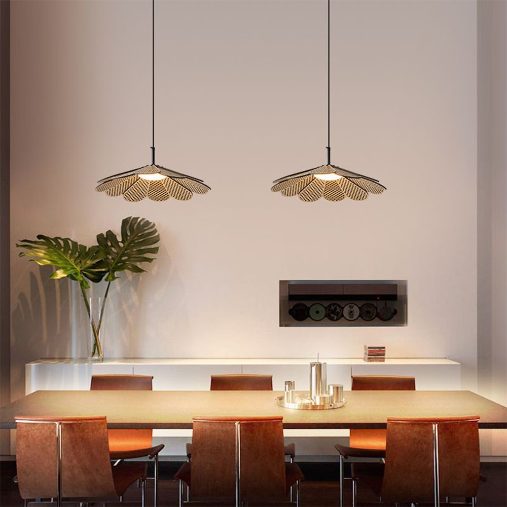 Hollyhock LED Rattan Leaves Pendant Light - Cueteks