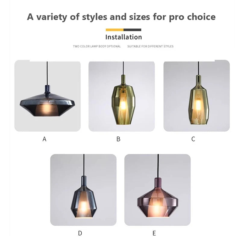 Modern Multicolored Glass Pendant Lamp for Dining - Cueteks