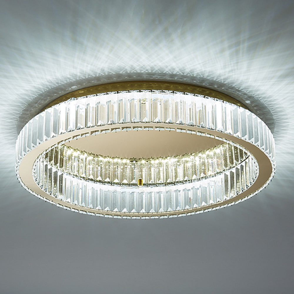 Modern Circle Gold Crystal Ceiling Light - Cueteks