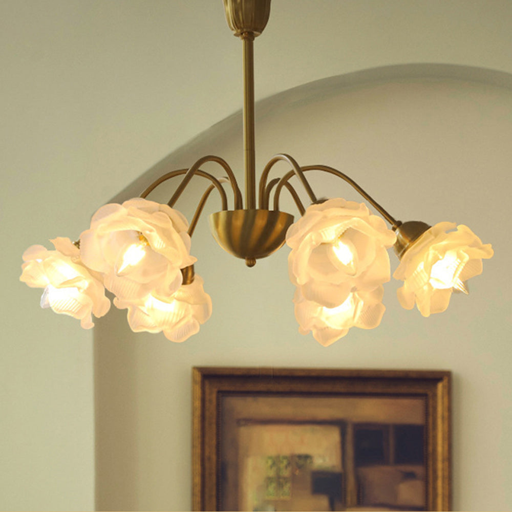 Modern French Retro Copper White Chandelier - Cueteks