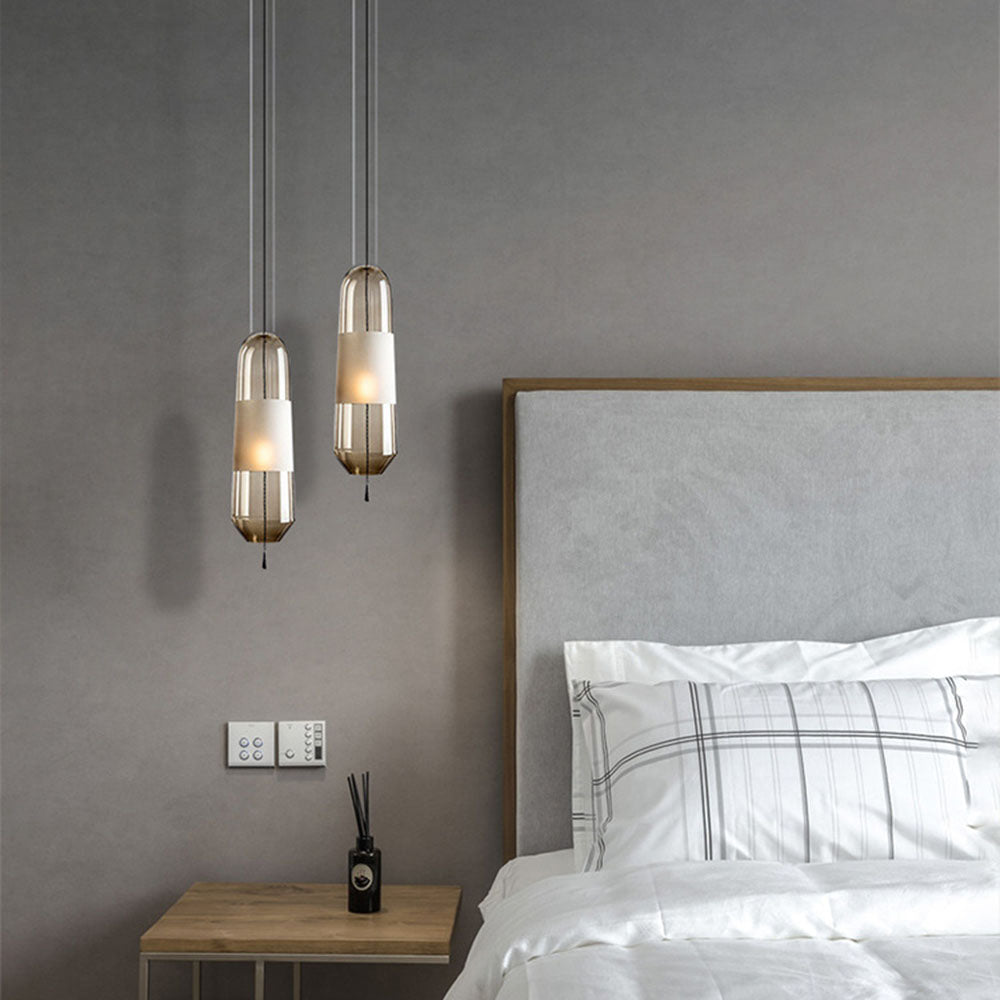 Designer Capsule Shaped Glass Pendant Lamp - Cueteks