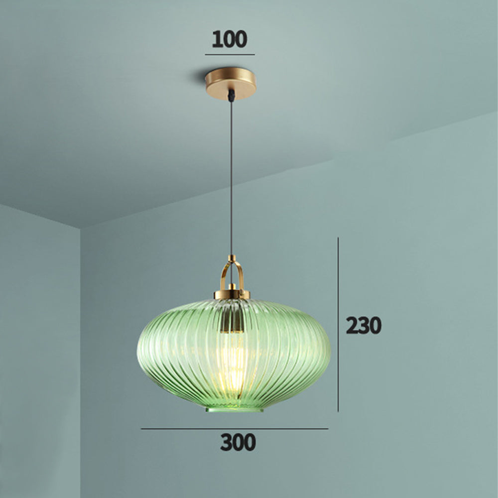 Retro Green Lantern Glass Pendant Lamp - Cueteks