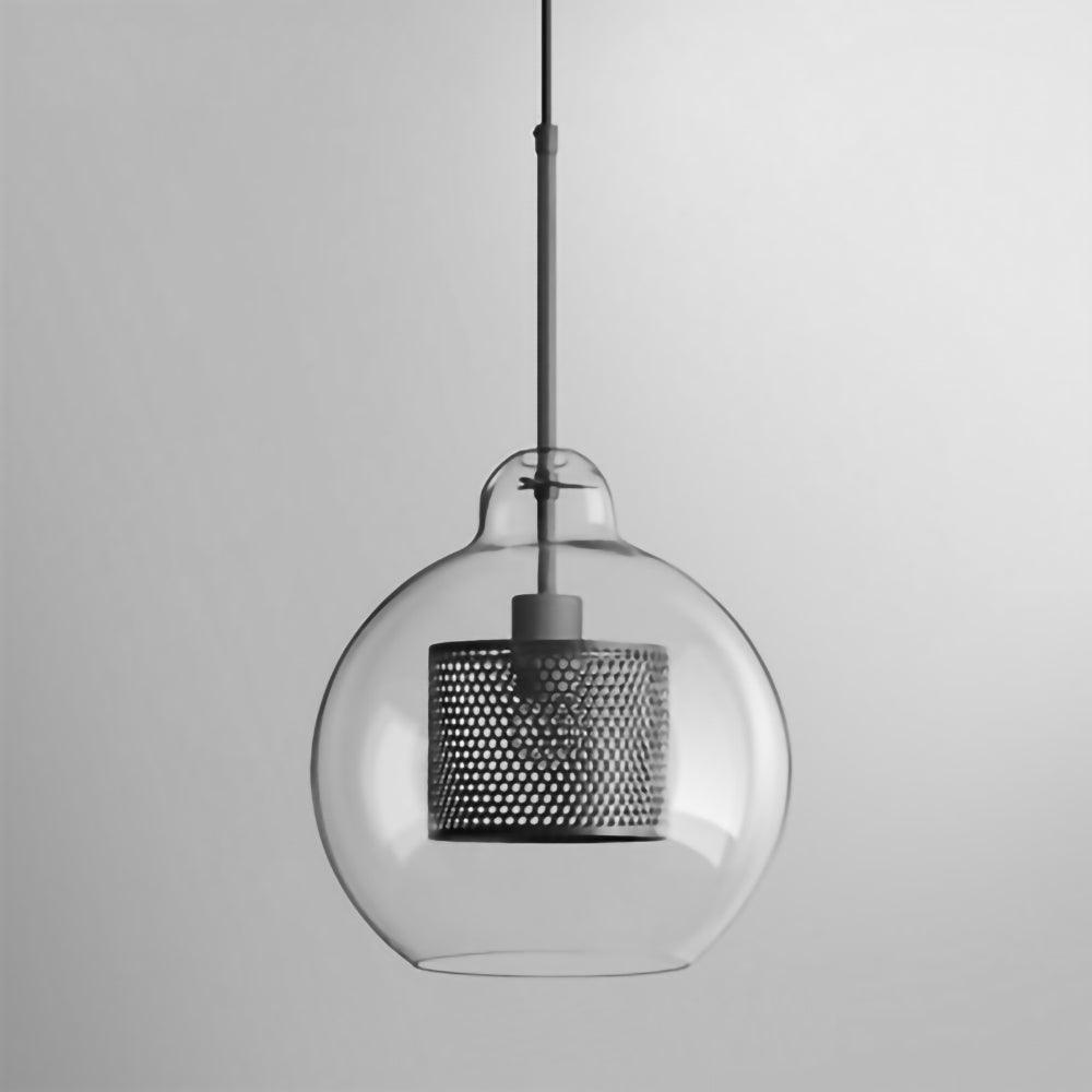 Chiswick Pear pendant light with a clear shouldered glass shade and silver-coloured metal