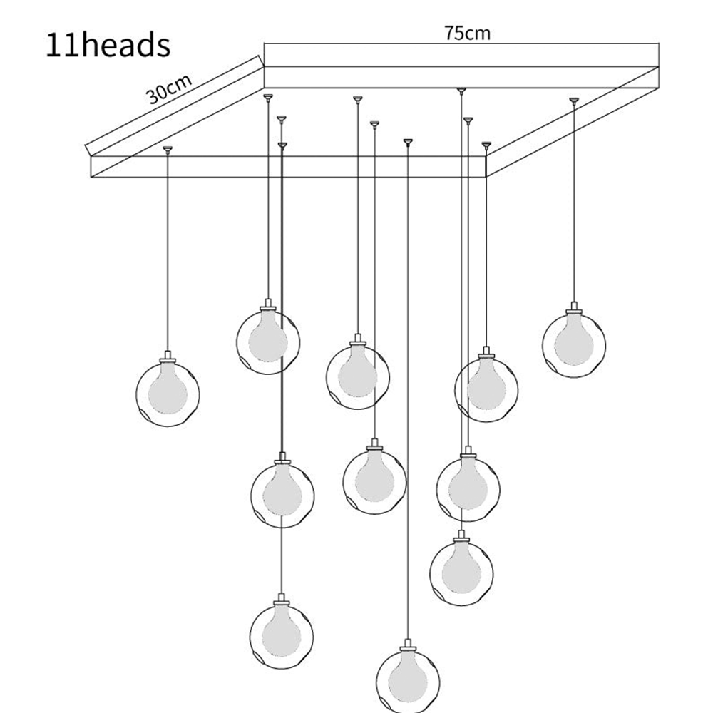 Multi-heads Glass Globe Cluster Stairway Light Pendant Light - Cueteks