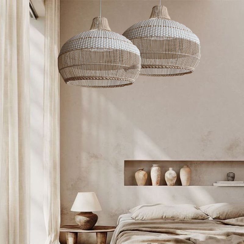 Rattan Kitchen Island Pendant Lighting Wicker Lamp Shade - Cueteks