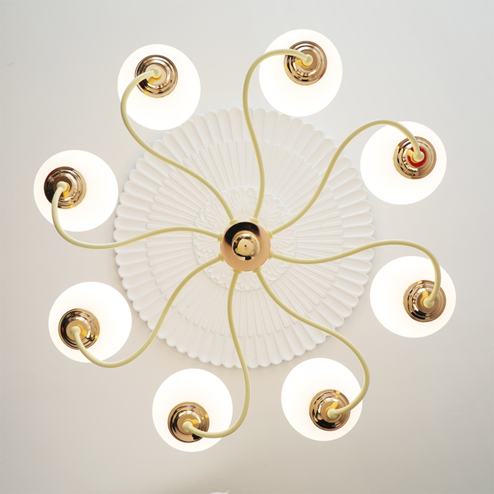 Vinatge White Bubble Globe Chandelier - Cueteks