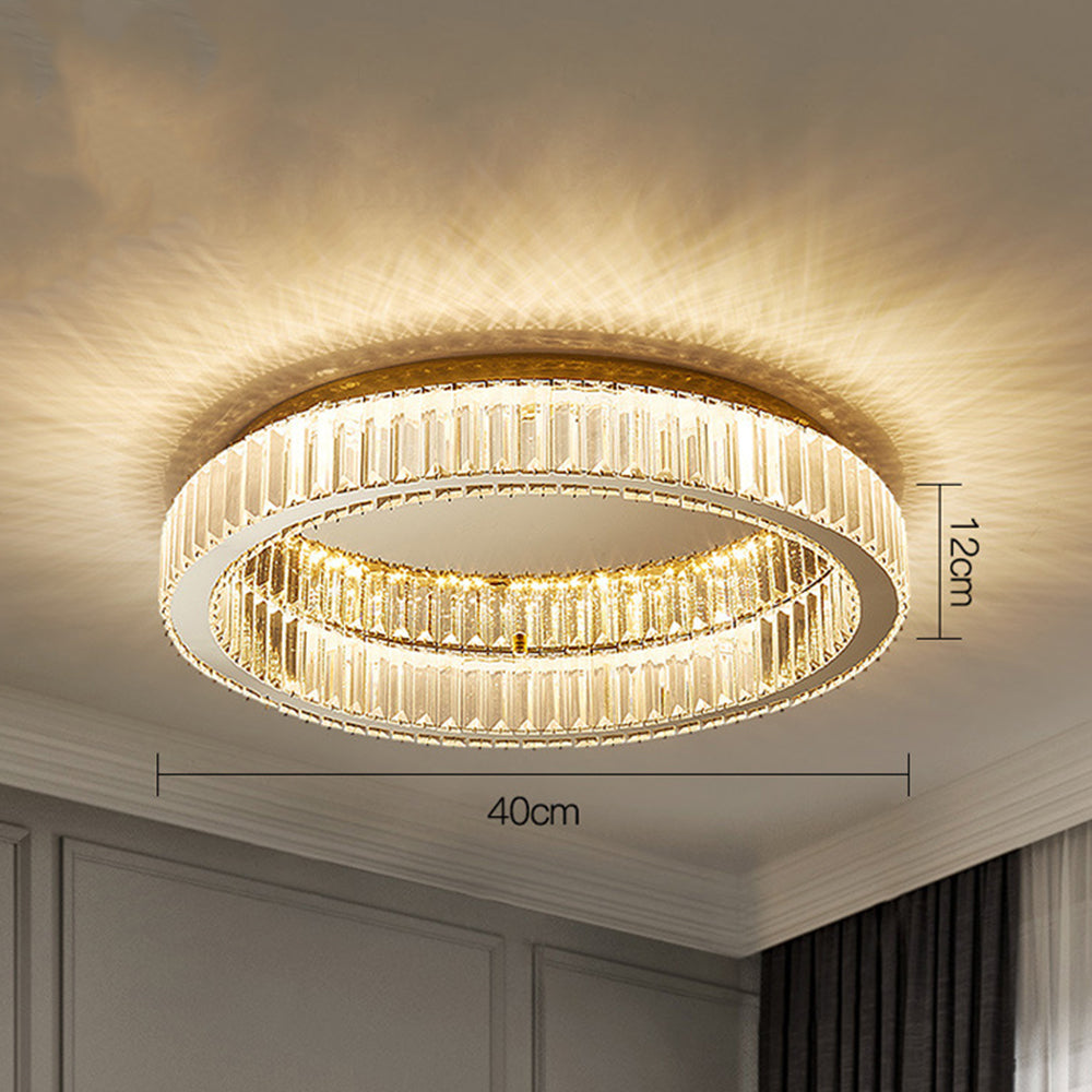 Modern Circle Gold Crystal Ceiling Light - Cueteks