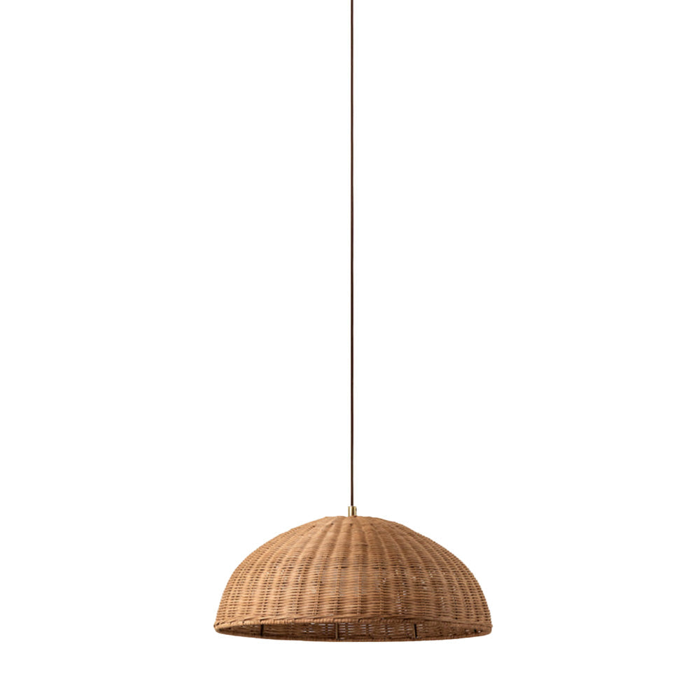 Retro Rattan Dome Pendant Light For Dining Room - Cueteks