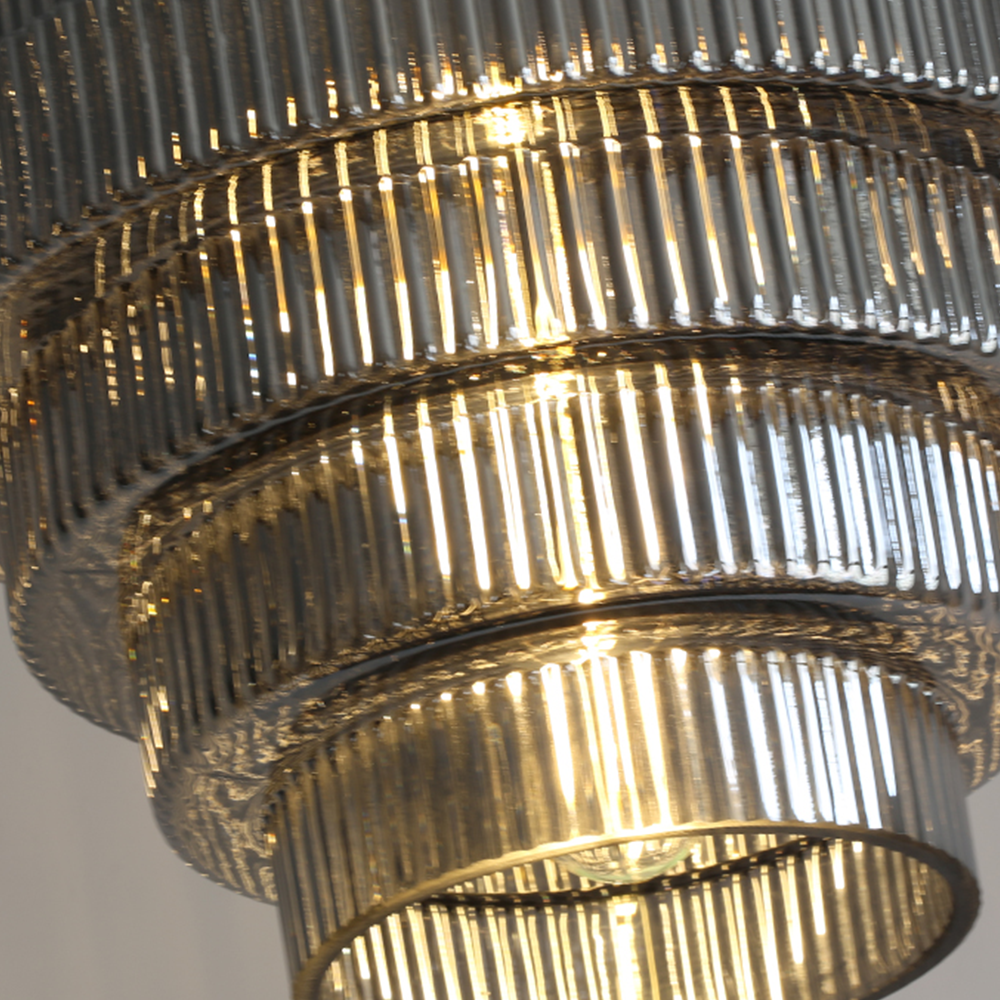 Antique Stripped Glass Brass Pendant Light - Cueteks