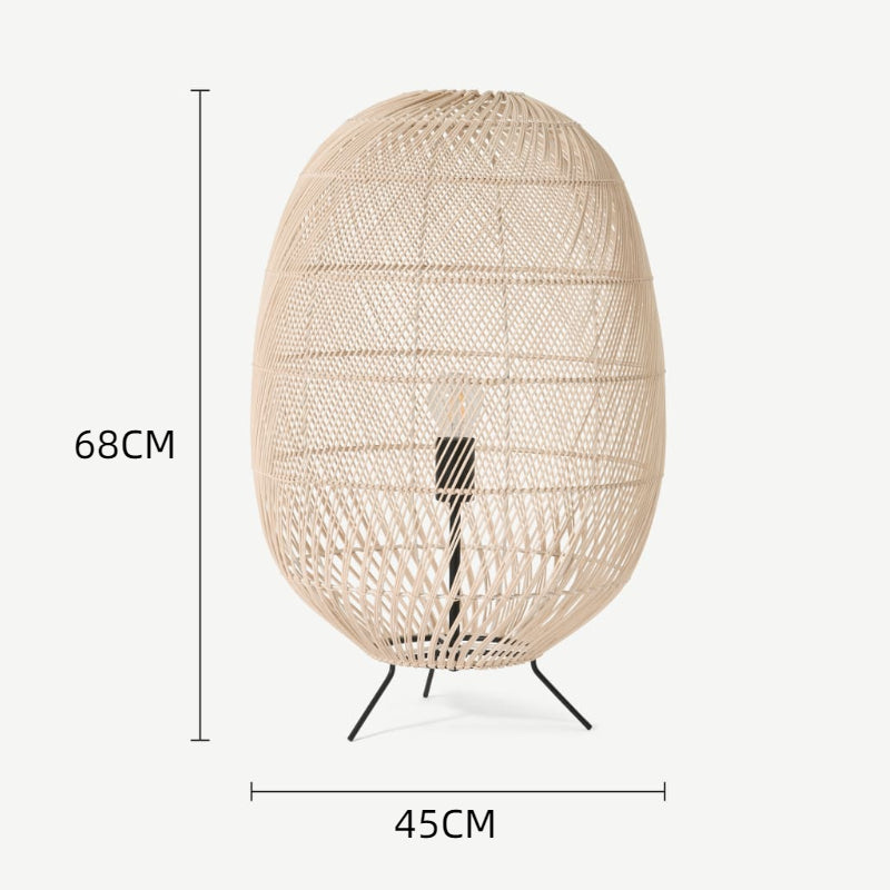 Natural Rattan Midi Floor Lamp for Living Room - Cueteks