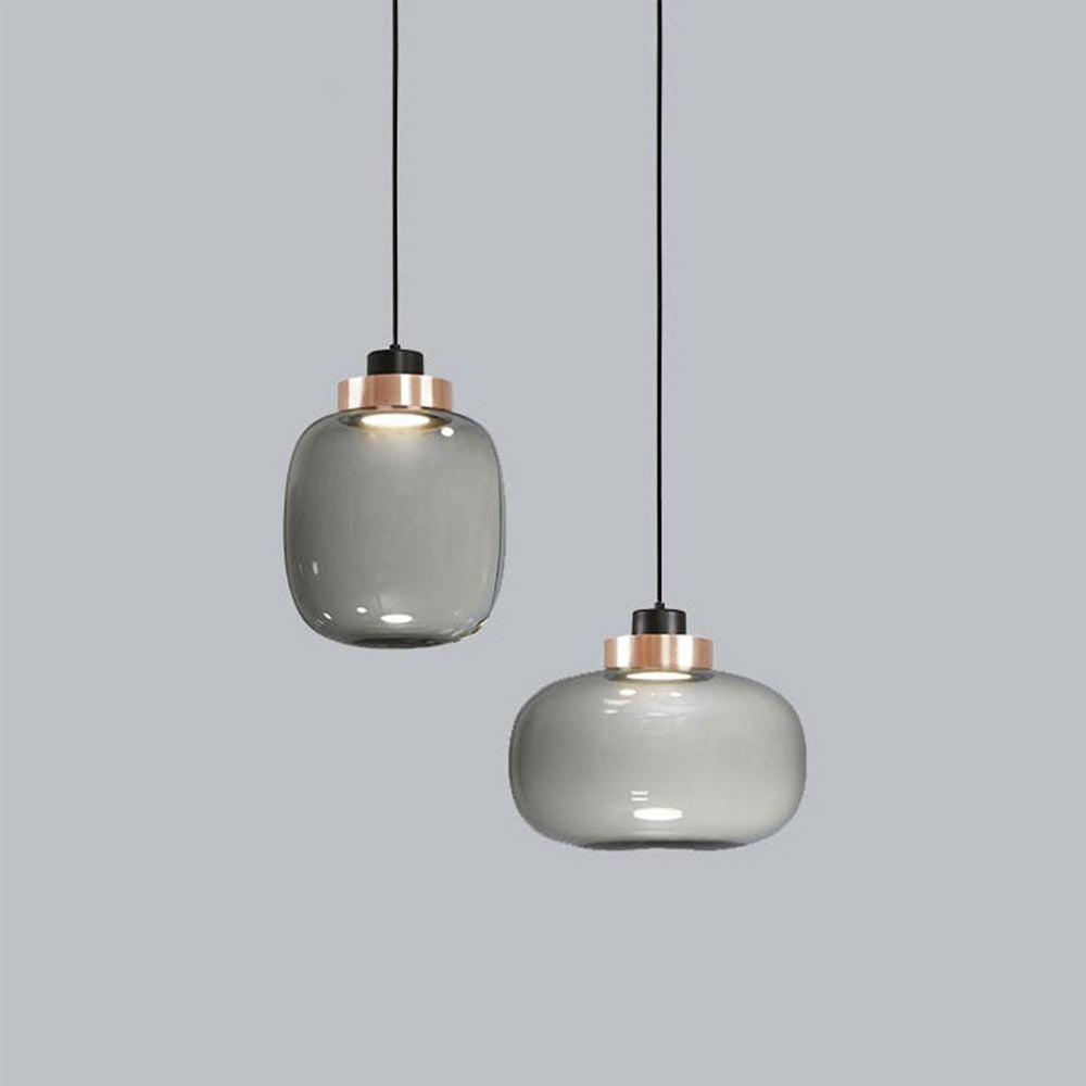 Minimalist Glass Smoke Gray Pendant Light - Cueteks