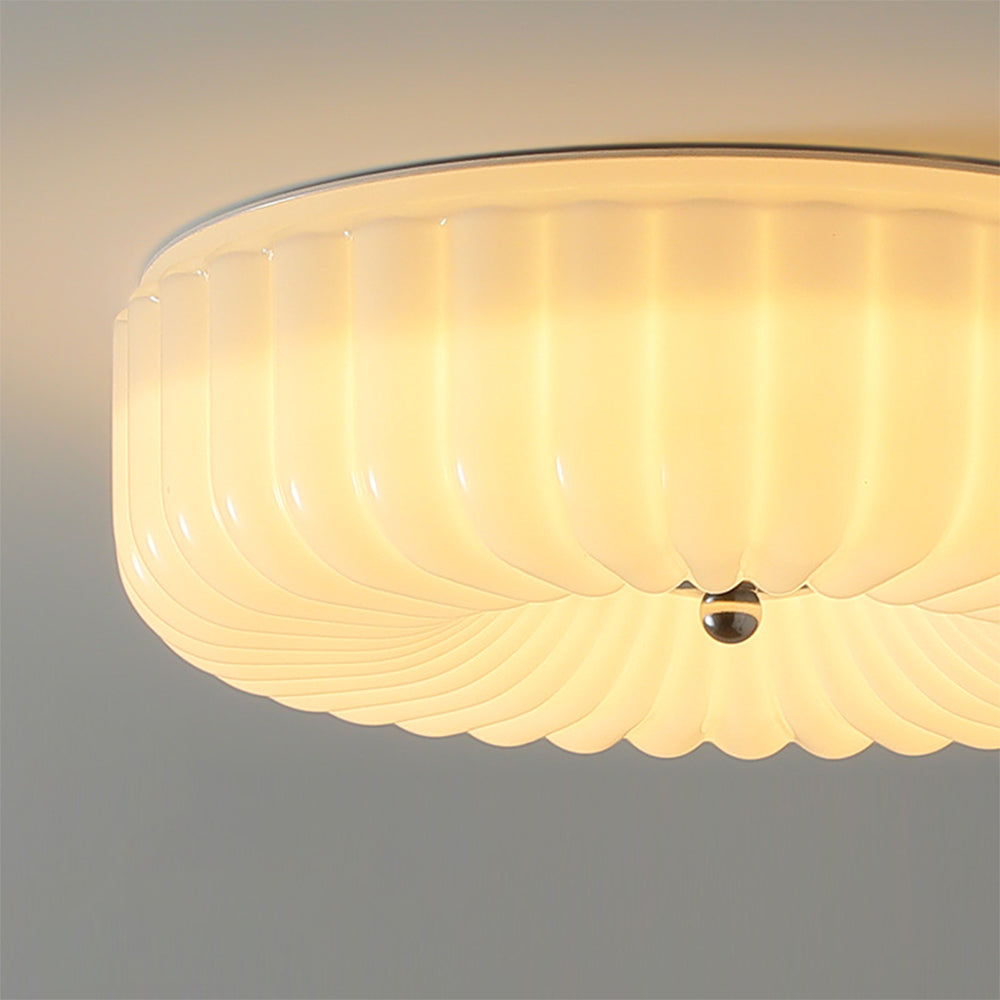 Vinatge Bauhaus Cream Glass Ceiling Light - Cueteks