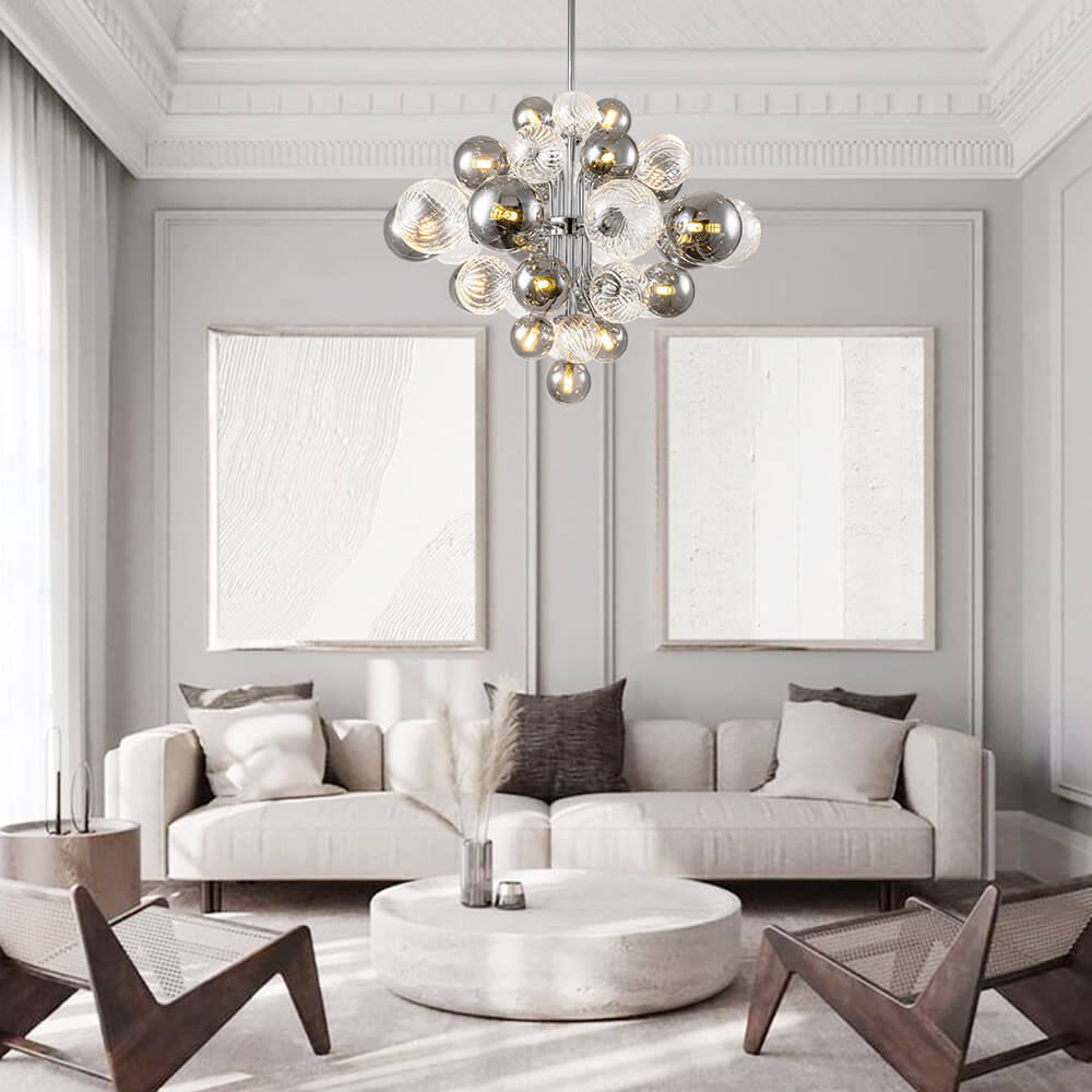 Contemporary Designer Cluster Bubble Glass Chandelier - Cueteks