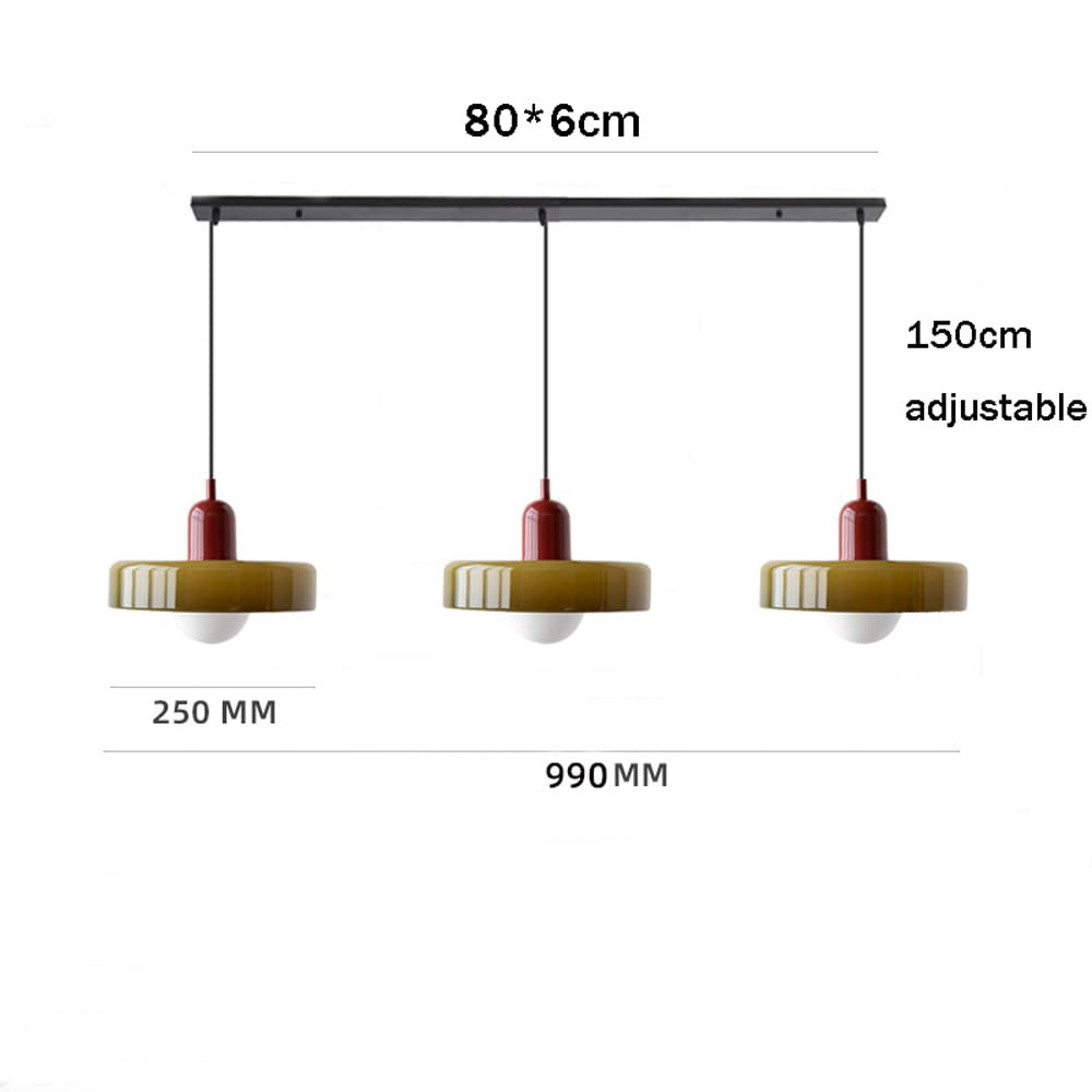 3 Heads Bauhaus Modern Simple Glass Pendant Light - Cueteks