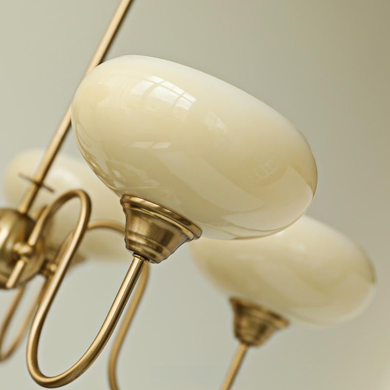 Vintage Creamy Persimmon Glass Chandelier - Cueteks