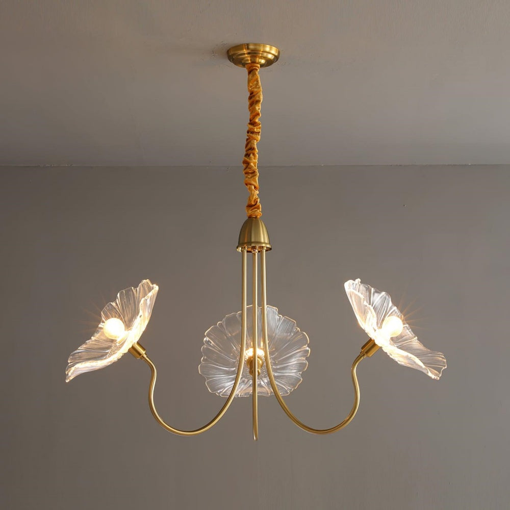 Modern Lotus Leaf Glass Living Room Chandelier - Cueteks