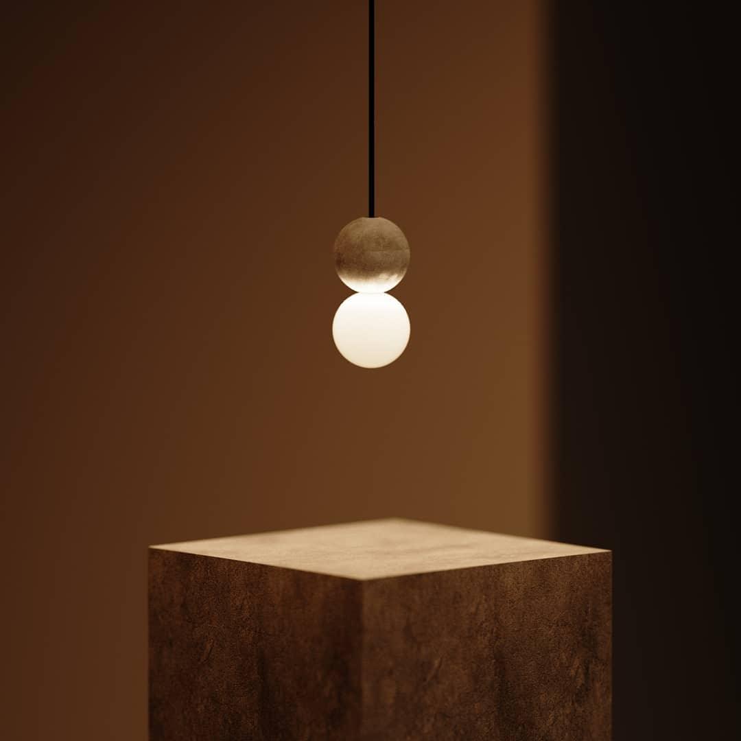 Origo Pendelleuchte: Zeitlose Eleganz aus Vulkanstein und opalem Glas für ein harmonisches Lichtspiel! - Cueteks