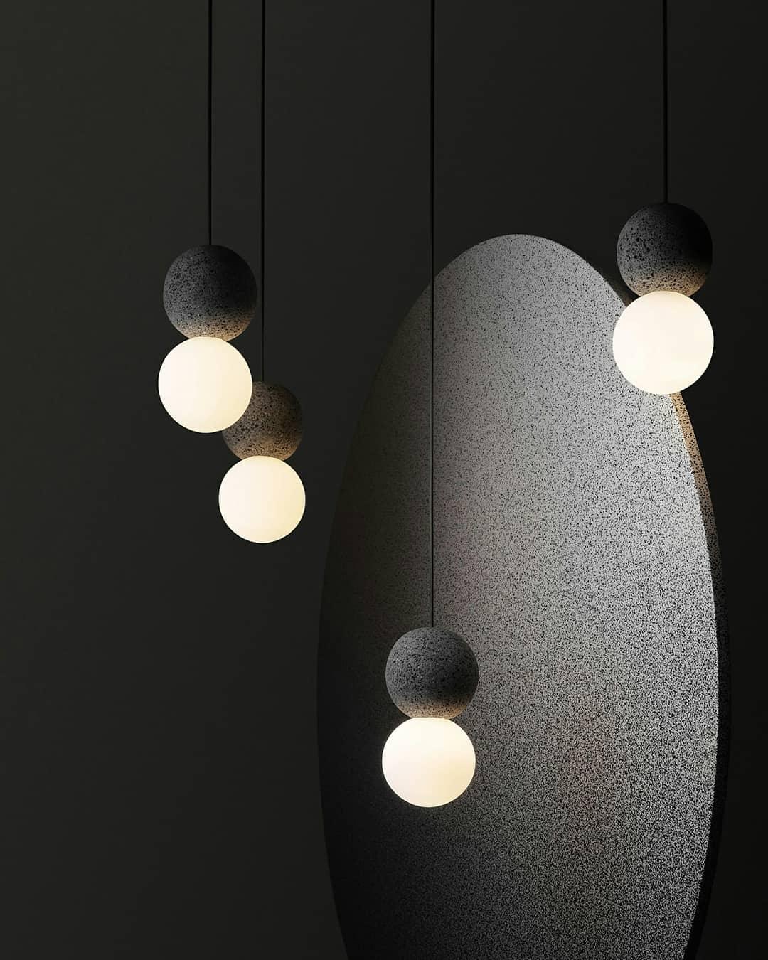 Origo Pendelleuchte: Zeitlose Eleganz aus Vulkanstein und opalem Glas für ein harmonisches Lichtspiel! - Cueteks