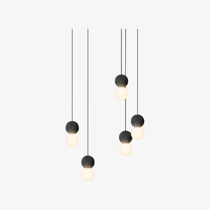 Origo Pendelleuchte: Zeitlose Eleganz aus Vulkanstein und opalem Glas für ein harmonisches Lichtspiel! - Cueteks