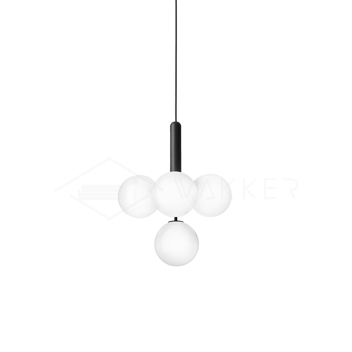 Black-supported compact white globe cluster