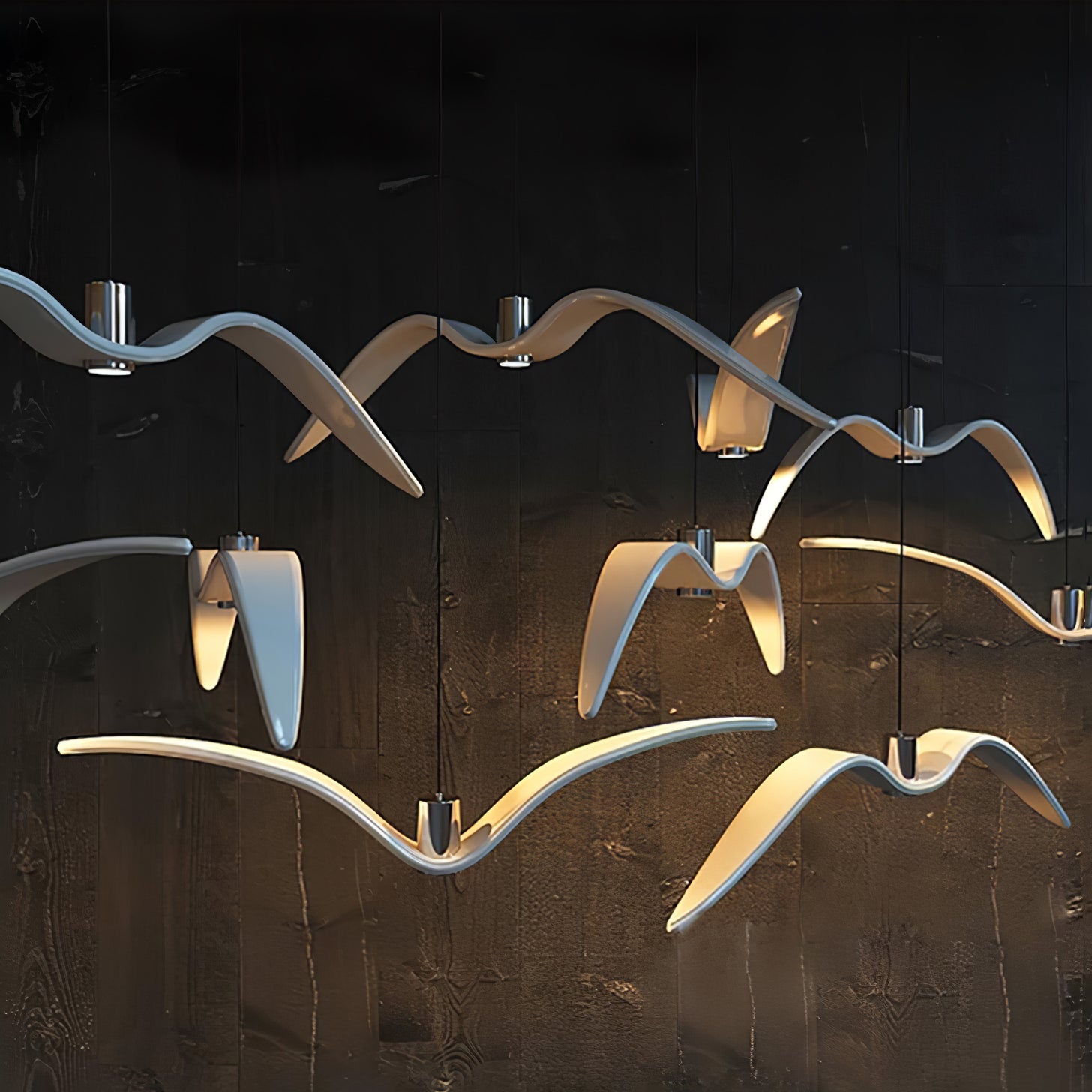 Elegante Seagull Resin Pendelleuchte: Minimalismus trifft modernes Design – Licht in drei Flugphasen! - Cueteks