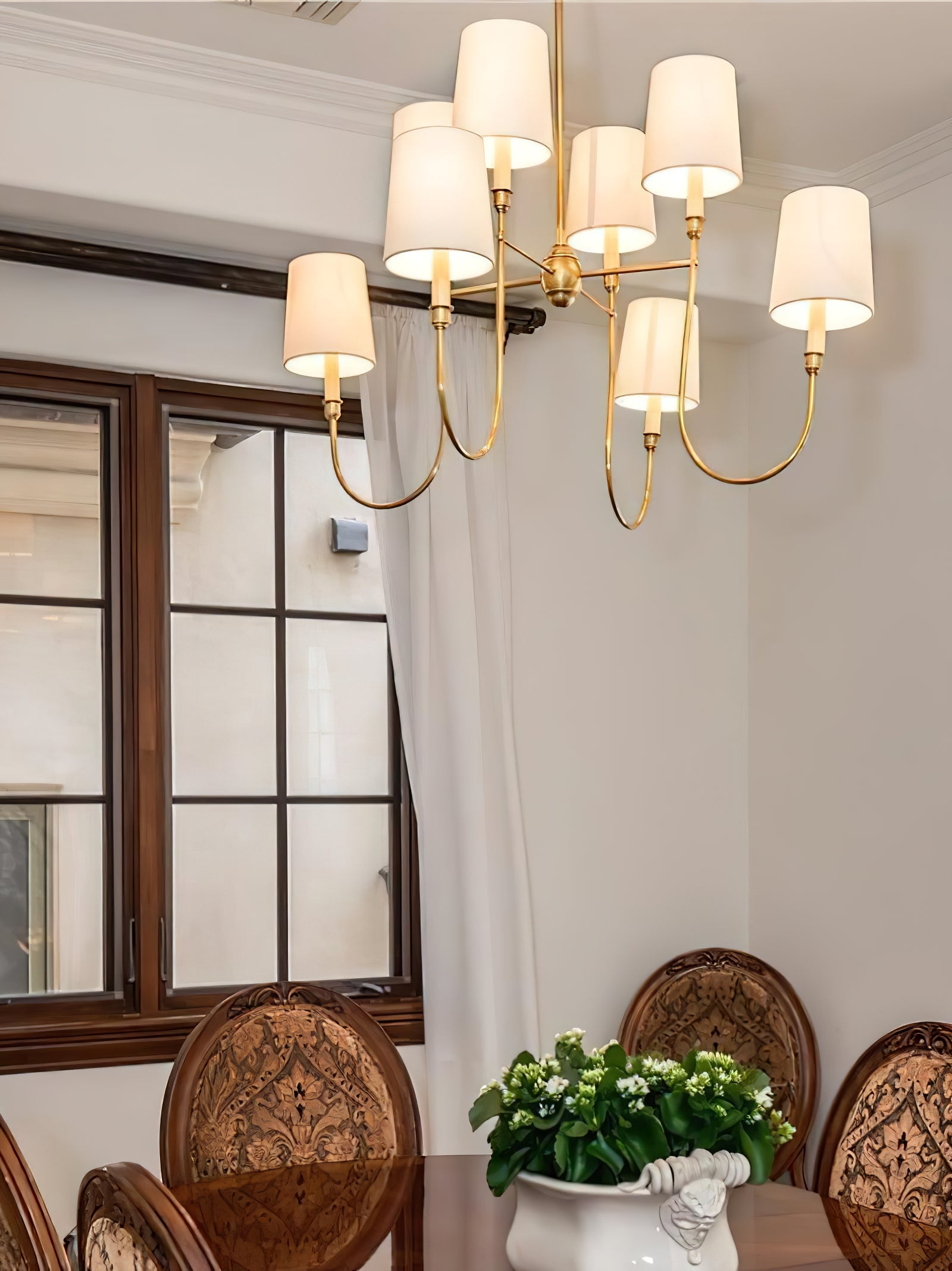 Vendome Gold Fabric Shade Chandelier - Cueteks