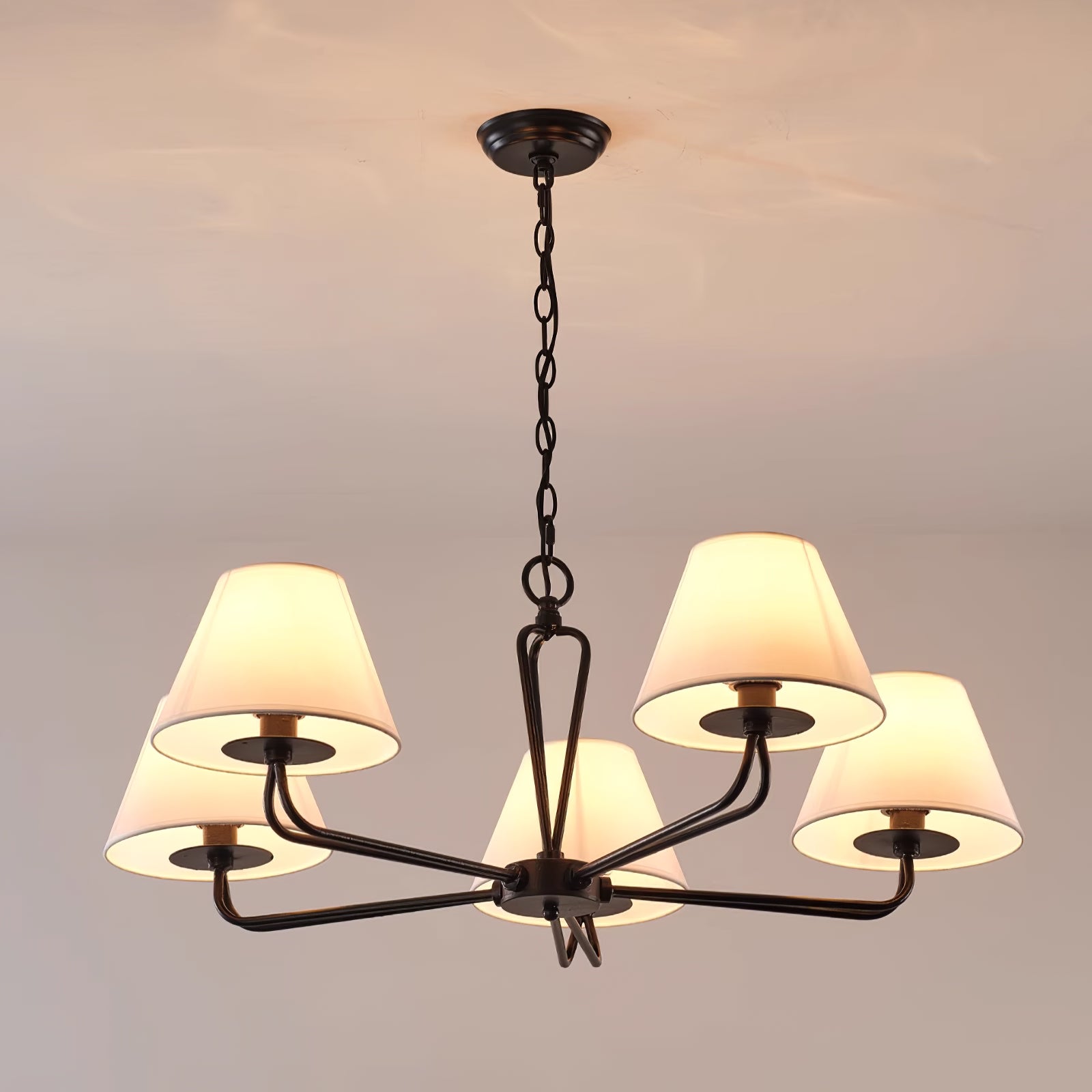 Iron Fabric Shade Chandelier - Cueteks