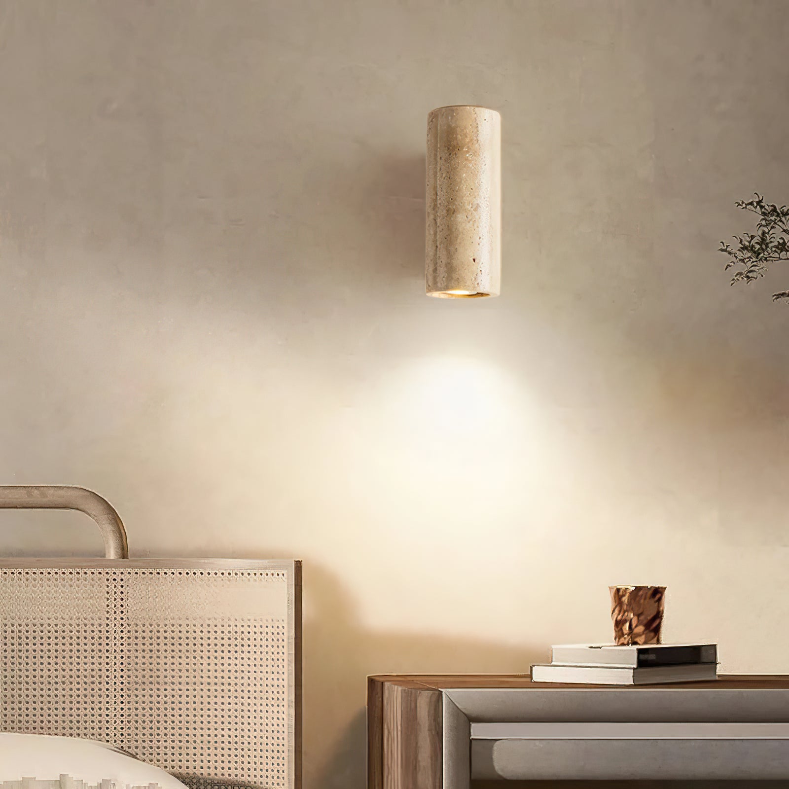 Travertine Cylinder Wall Lamp - Cueteks
