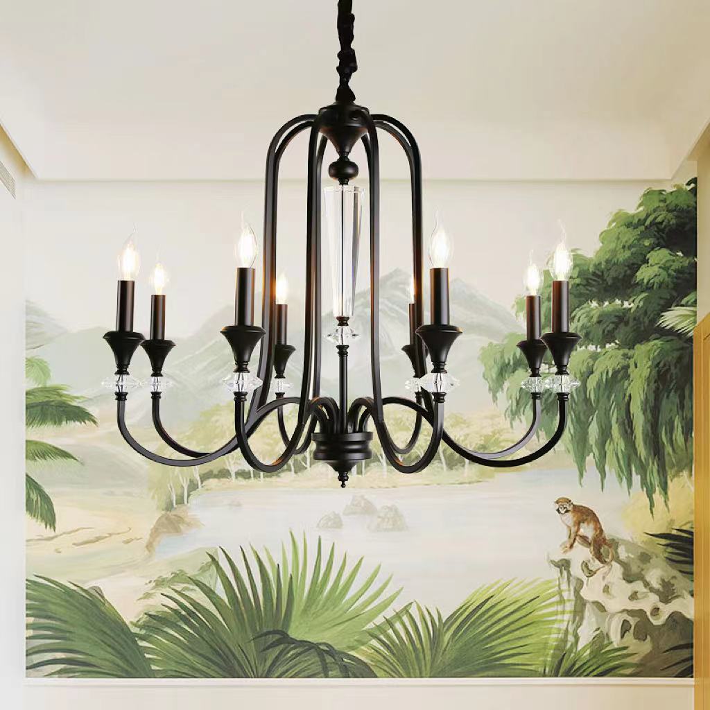 Vintage Iron Scroll Chandelier - Cueteks