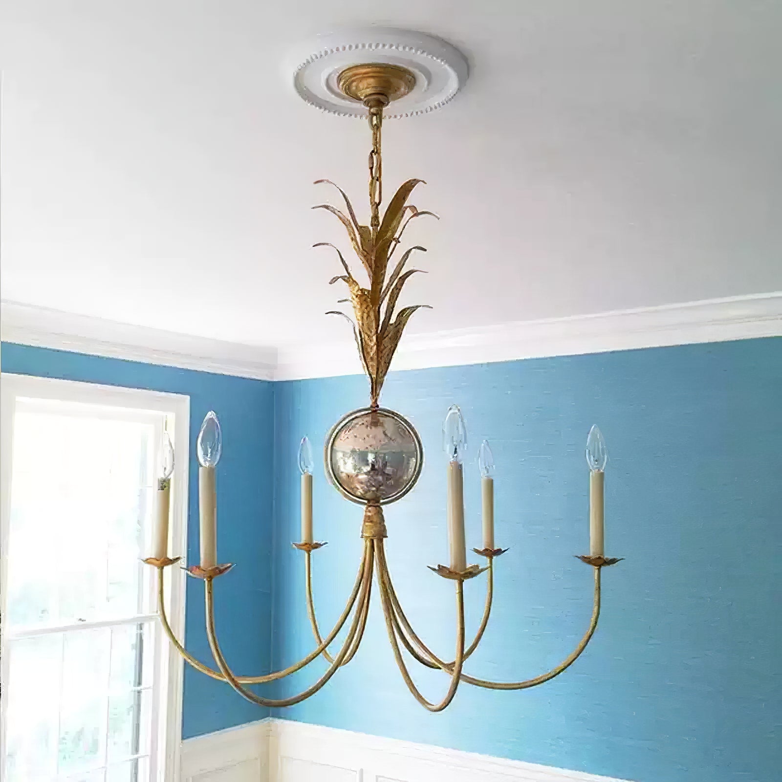 vintage gold leaf Gramercy chandelier - Cueteks