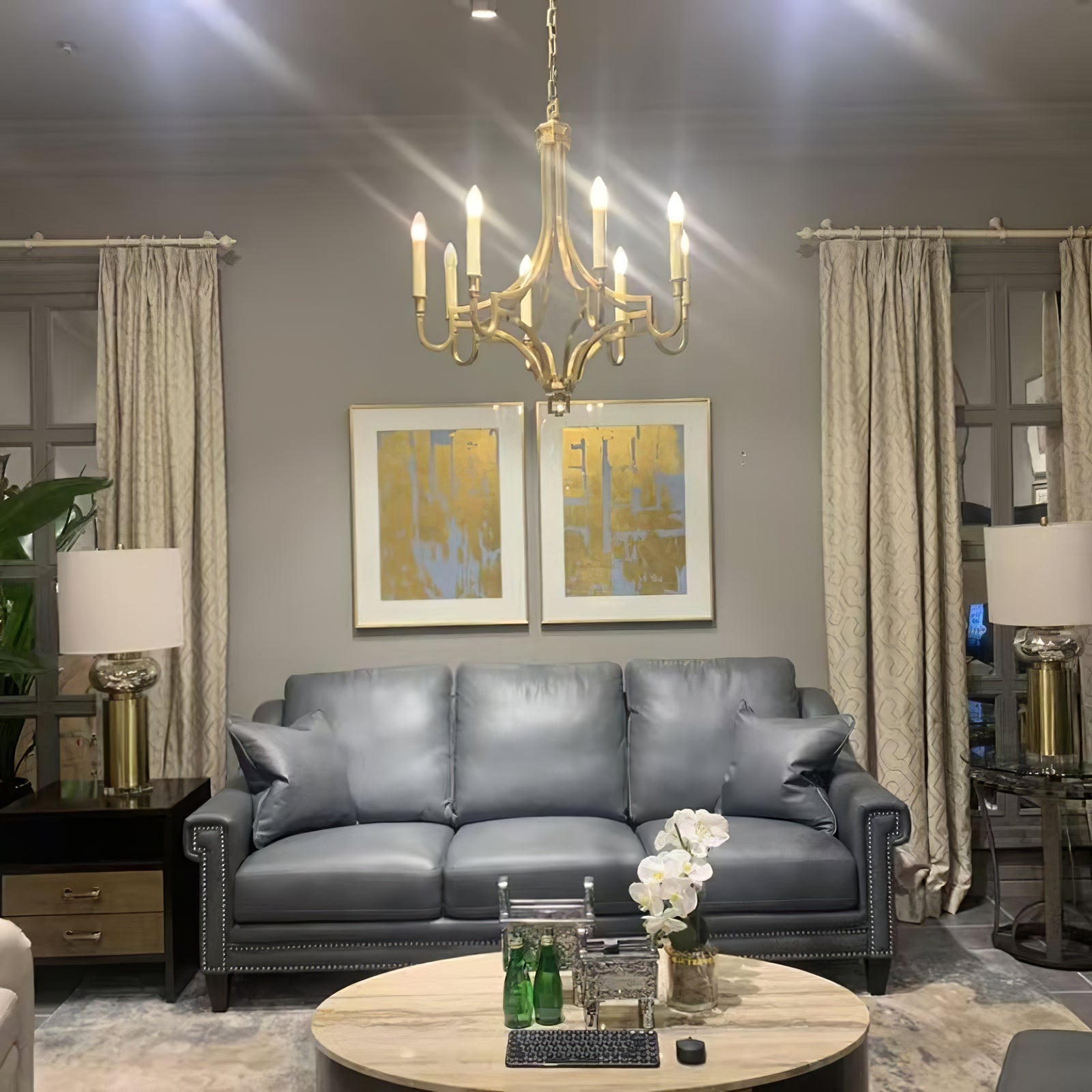 Luxury Gold Candle-Style Mykonos Chandelier - Cueteks