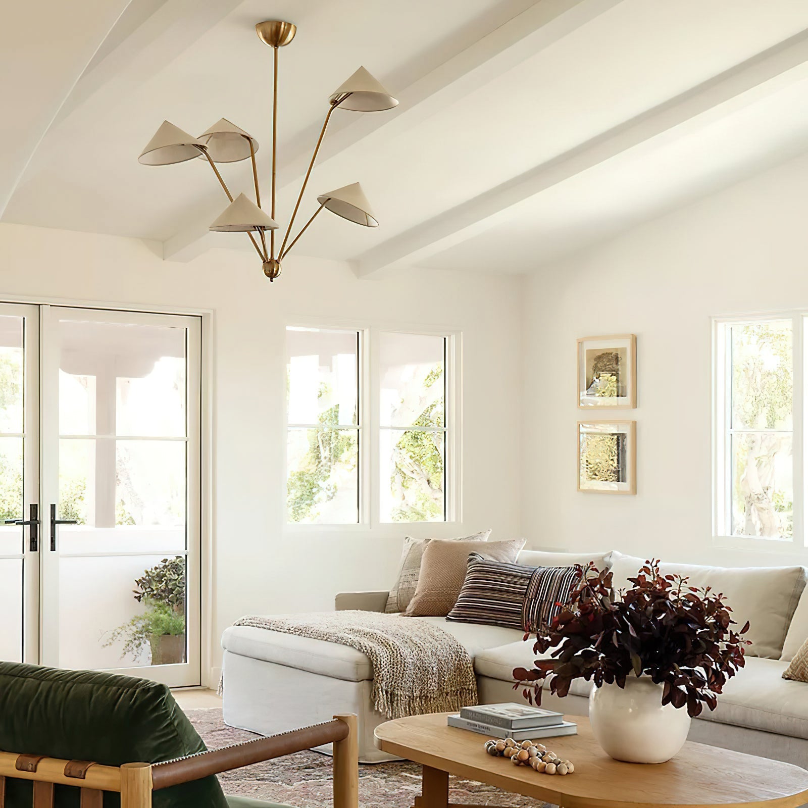 5-Arm Fabric Cone Chandelier - Cueteks