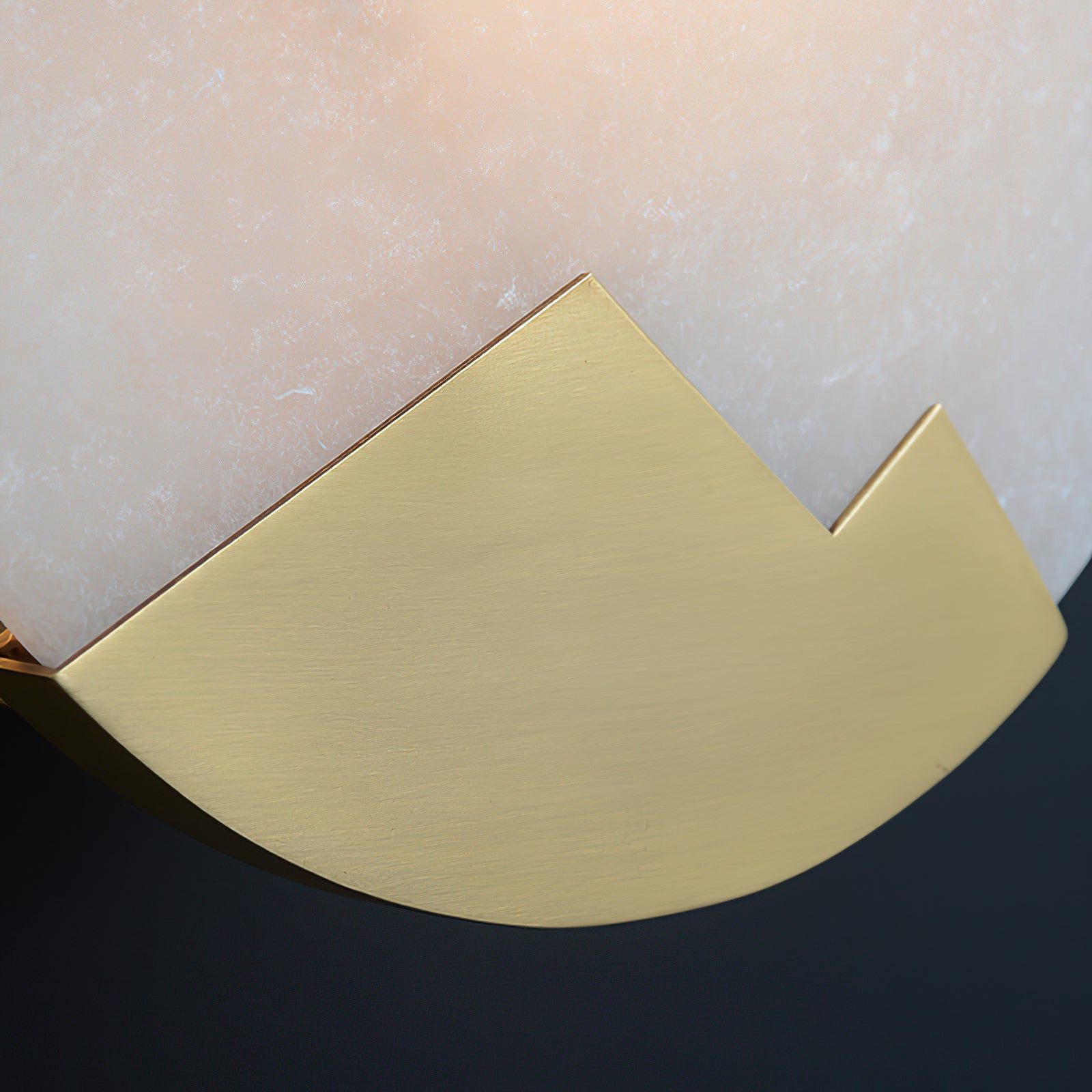 Brass and Alabaster Round Wall Light - Cueteks
