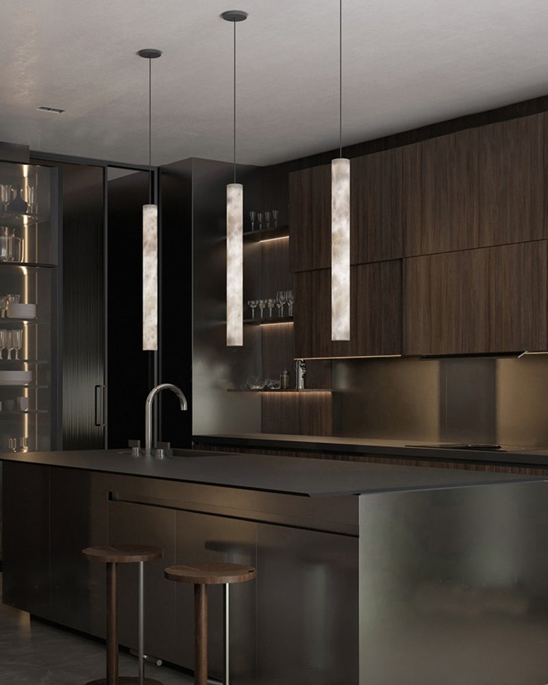 Slim Alabaster Cylinder Pendant Light - Cueteks