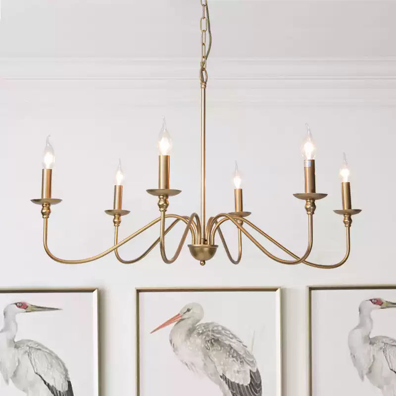 Classic Brass 6-Light Candle Chandelier - Cueteks