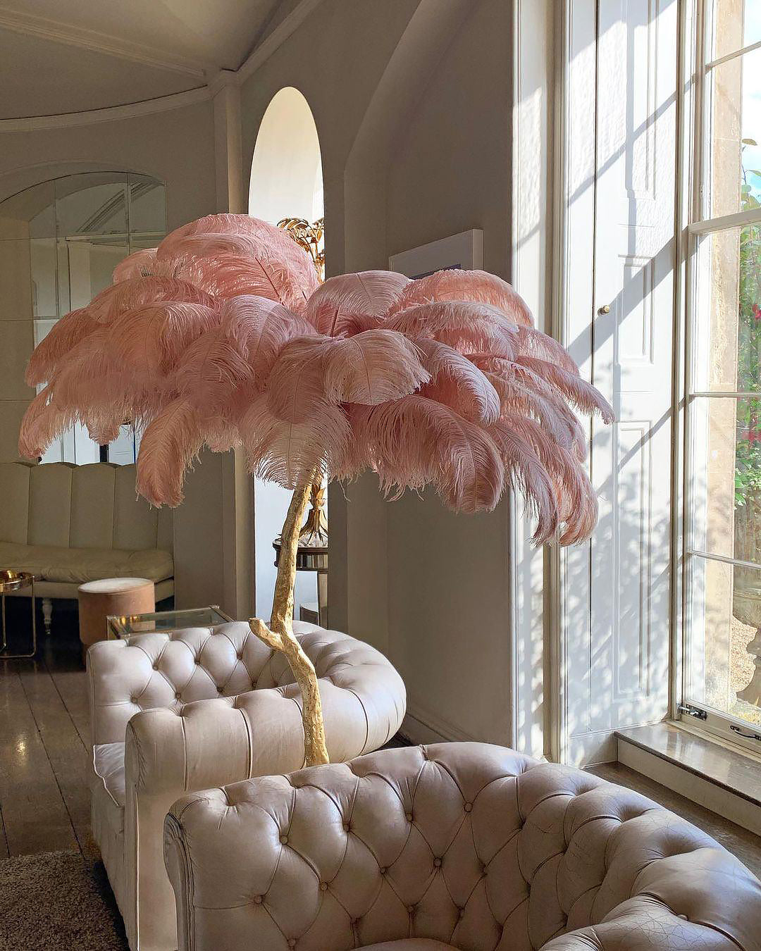 Colorful Ostrich Feather Floor Lamp - Cueteks