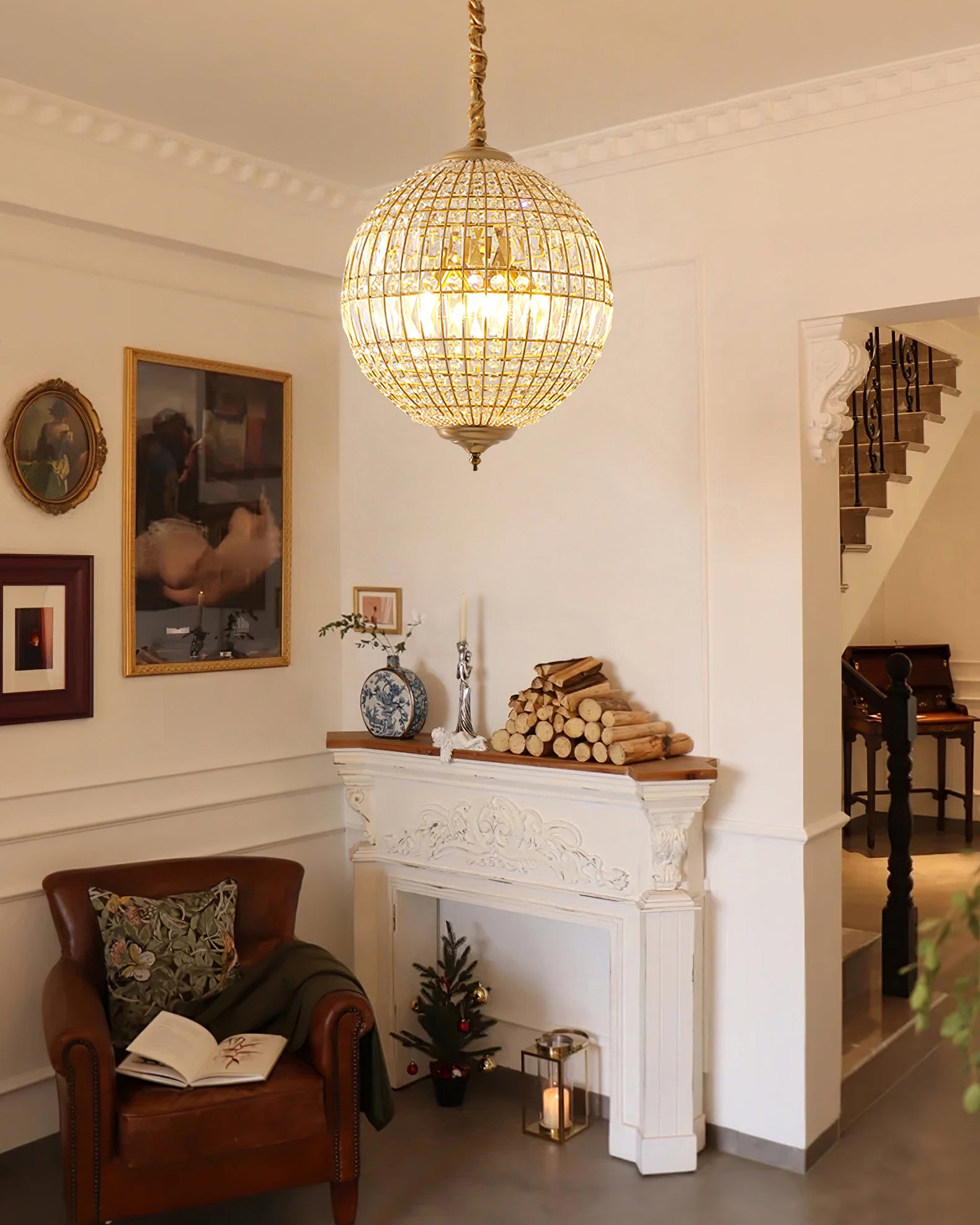 Vintage style crystal ball Pendant Light - Cueteks