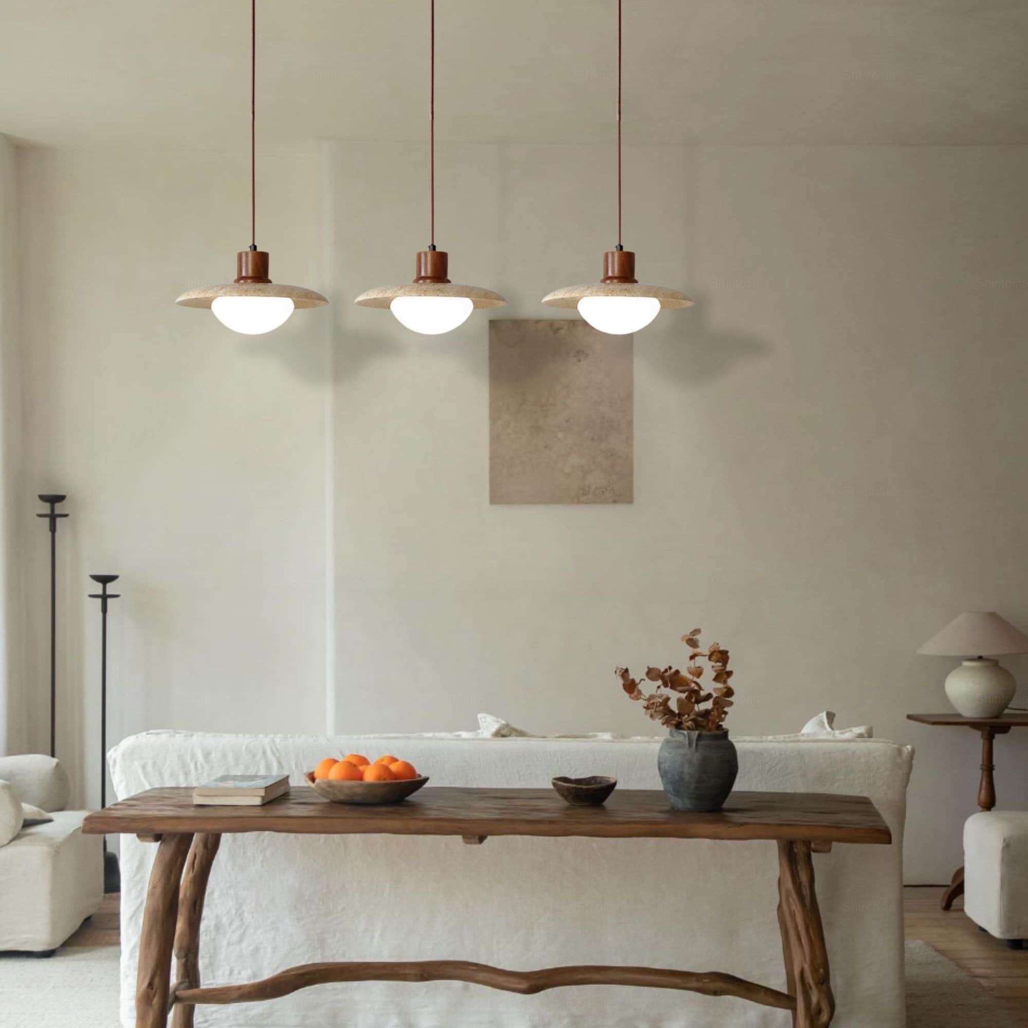 Japanese Modern Travertine Hanging Light - Cueteks