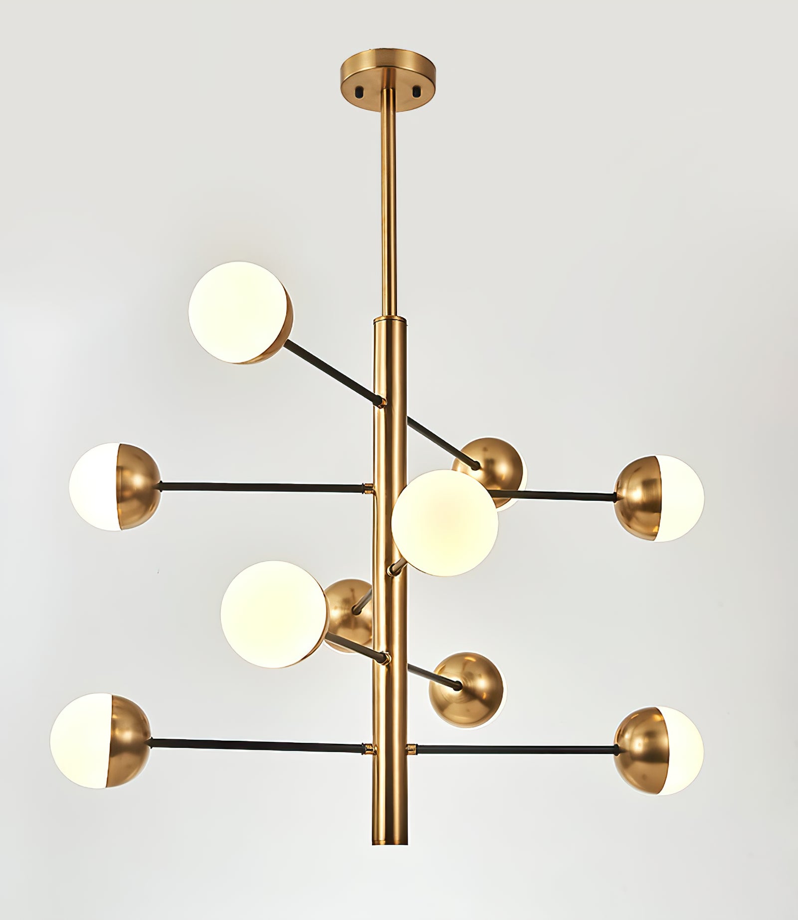 10-Globe Modern Brass Chandelier - Cueteks