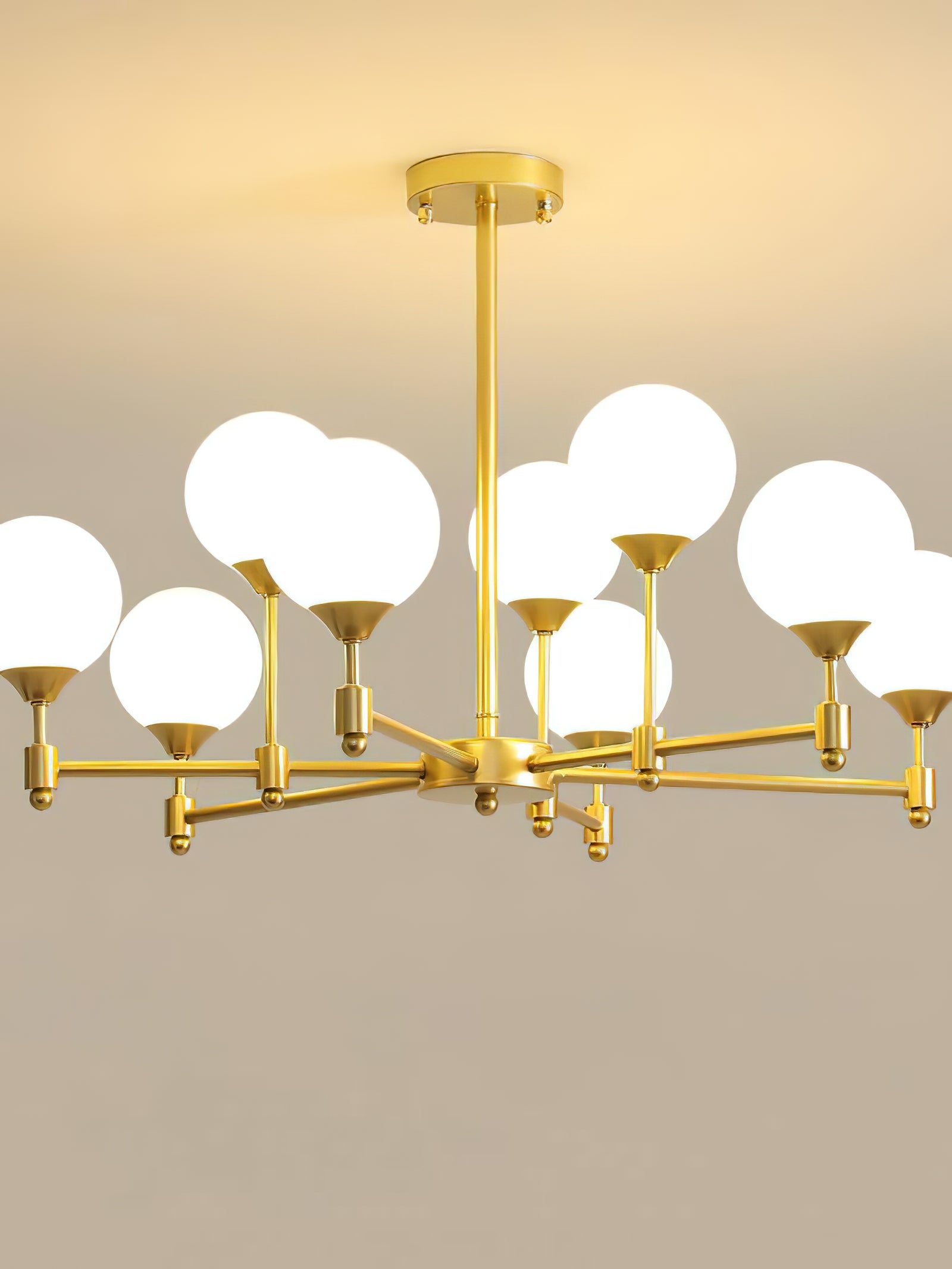 Brass Globe Mid-Century Modern Chandelier - Cueteks