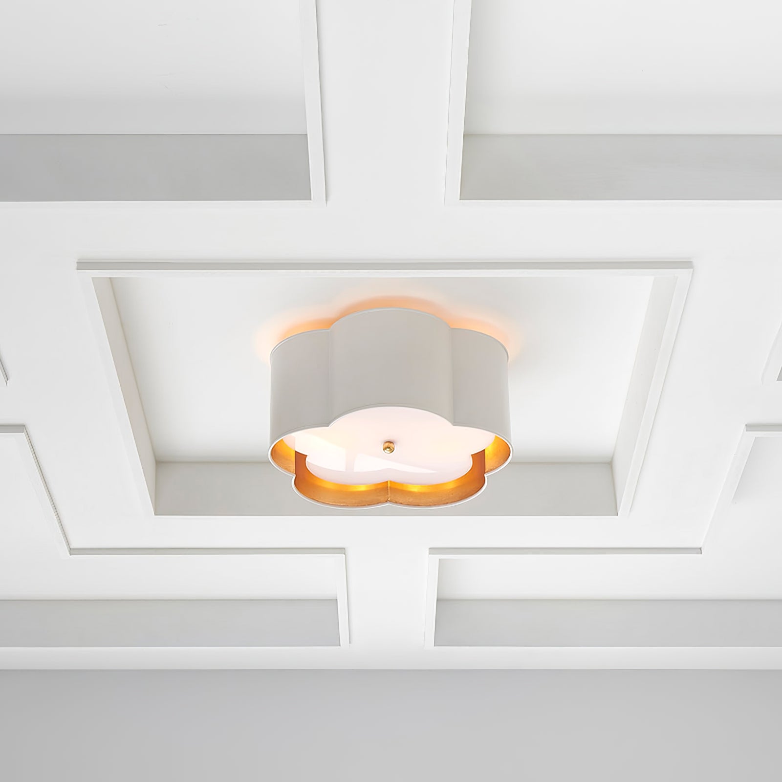 Scalloped Gold Trim Ceiling Light - Cueteks